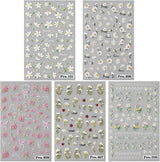 5 uds Geprägte Gänseblümchen Nagelsticker Selbstklebend Blumen Nagelaufkleber Gänseblümchen Schmetterling Nagel Sticker Nageldesign Aufkleber Nägel Zubehör Blume Nail Sticker Flower Nail Art Stickers