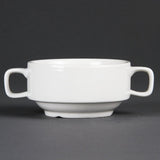 Tazones de sopa con asas Olympia Whiteware 400 ml (6 piezas) - aptos para horno, microondas, congelador y lavavajillas C239