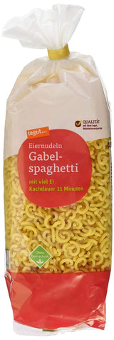 tegut... Fideos con huevo y espaguetis en forma de tenedor, 1 x 500 g