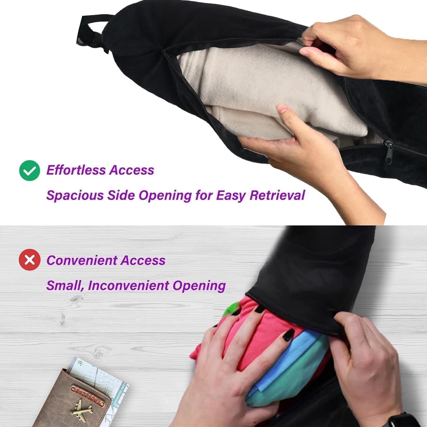 Bivpreom Almohada Rellena para el Cuello de Viaje, Almohada de Viaje Rellena, Almohada para el Cuello de Viaje, Rellena con Ropa, se Convierte en Equipaje Extra sin Exceso de Equipaje Almohadas de Viaje Naty Shop
