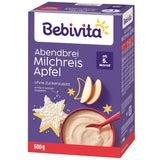 Arroz con leche con manzanas y papilla de noche (4x500 g), papilla de leche a partir de 5 meses, con valiosos minerales y vitaminas, sin azúcares añadidos, muy saciante