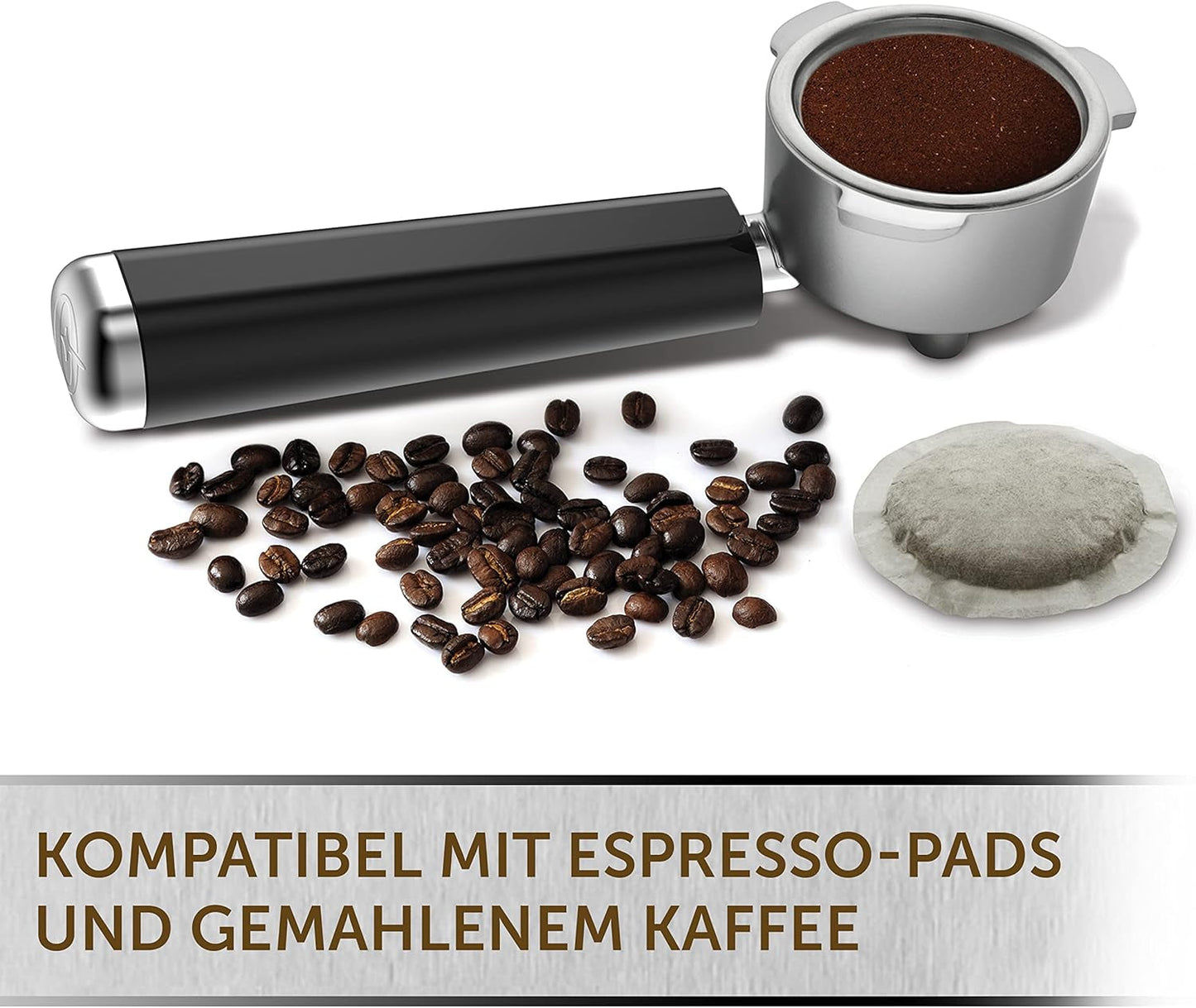 Café exprés Bréville Prima Latte II | Máquina de café con leche y capuchino | Bomba profesional con 15 bar y espumador de leche | Plata [VCF108X]