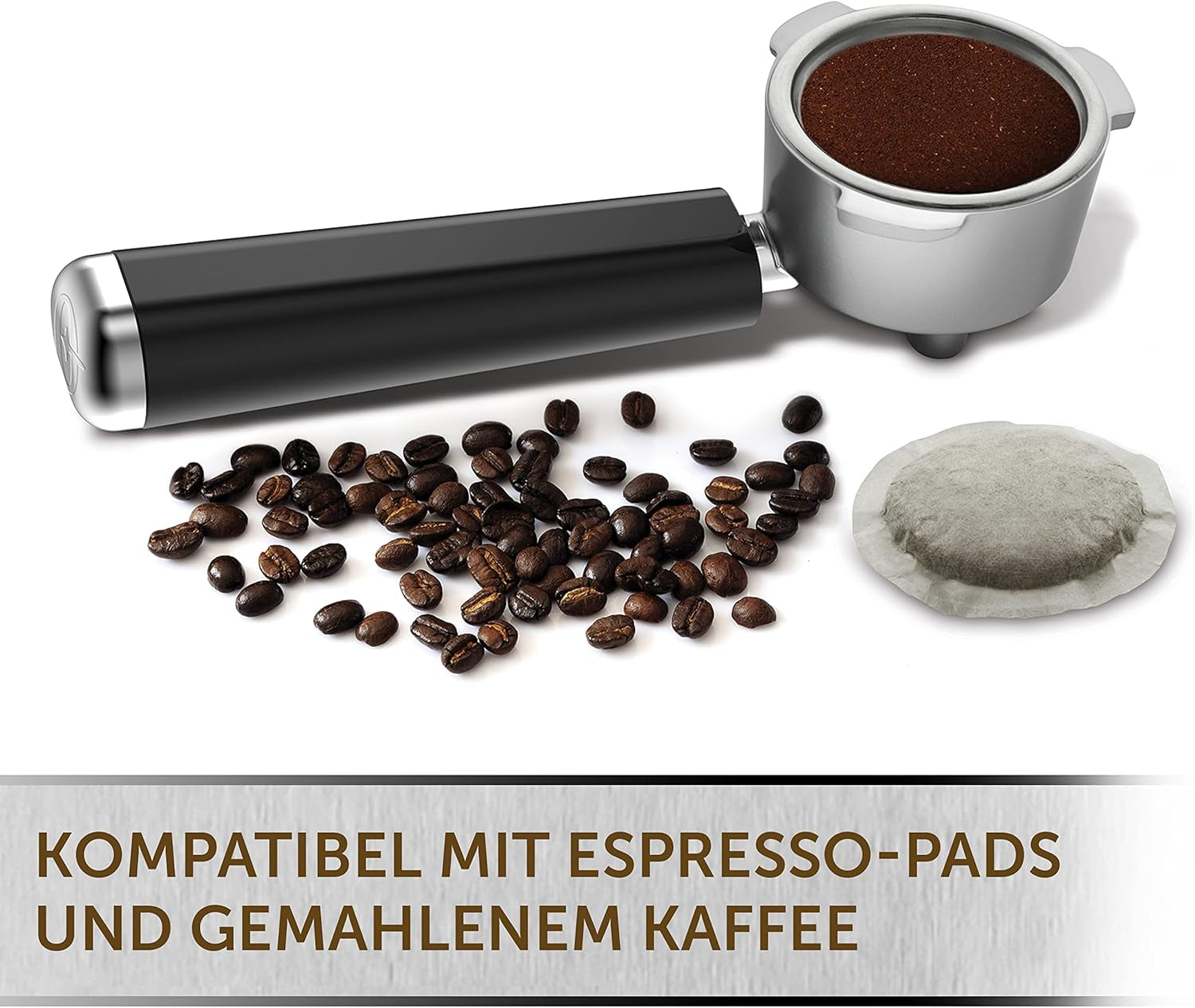Café exprés Bréville Prima Latte II | Máquina de café con leche y capuchino | Bomba profesional con 15 bar y espumador de leche | Plata [VCF108X]