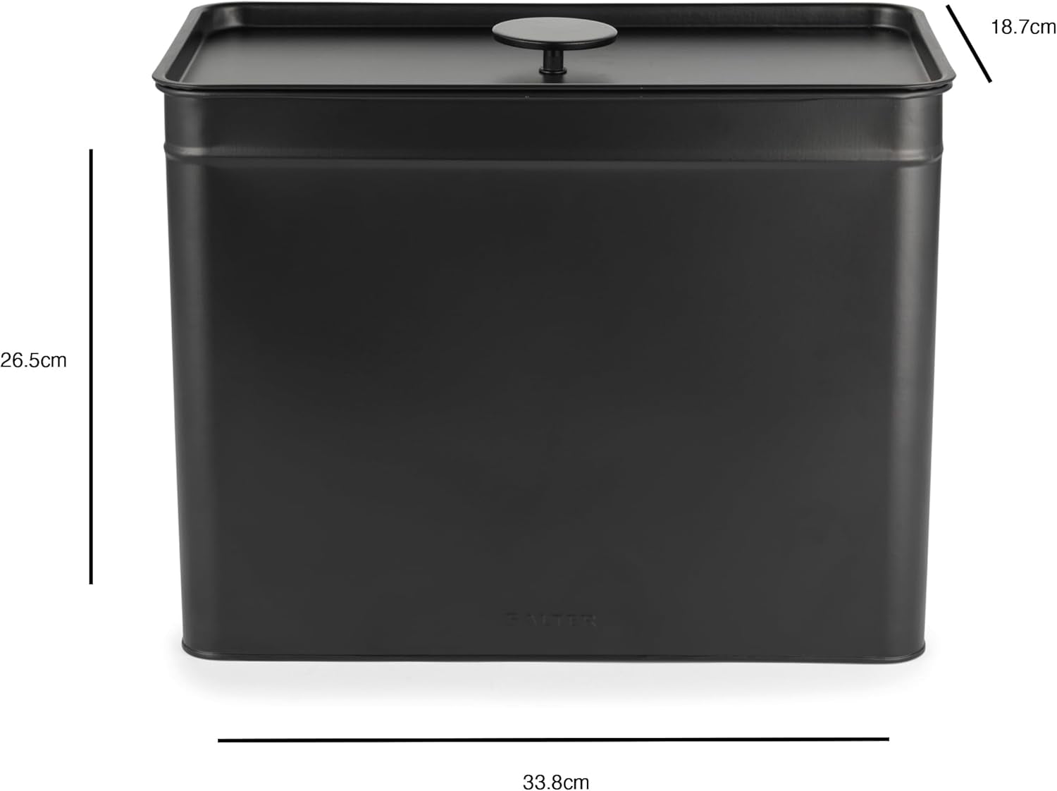 Salter BW12614EU7 Kuro Cajas de Almacenamiento - 4 Recipientes de Cocina Cajas Organizadoras Cuadradas para Pan/Té/Café/Azúcar Fácil de Limpiar Mantiene los Alimentos Frescos Negro Cajas de Almacenamiento de Alimentos Naty Shop