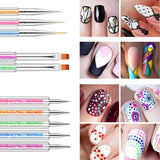 Juego de 6 pinsel para uñas, doble punta Nageldesign Pinsel, juego de pinsel acrílico para decoración de uñas, herramienta de punteado para decoración de uñas DIY (mit 1 Schwammbürste)