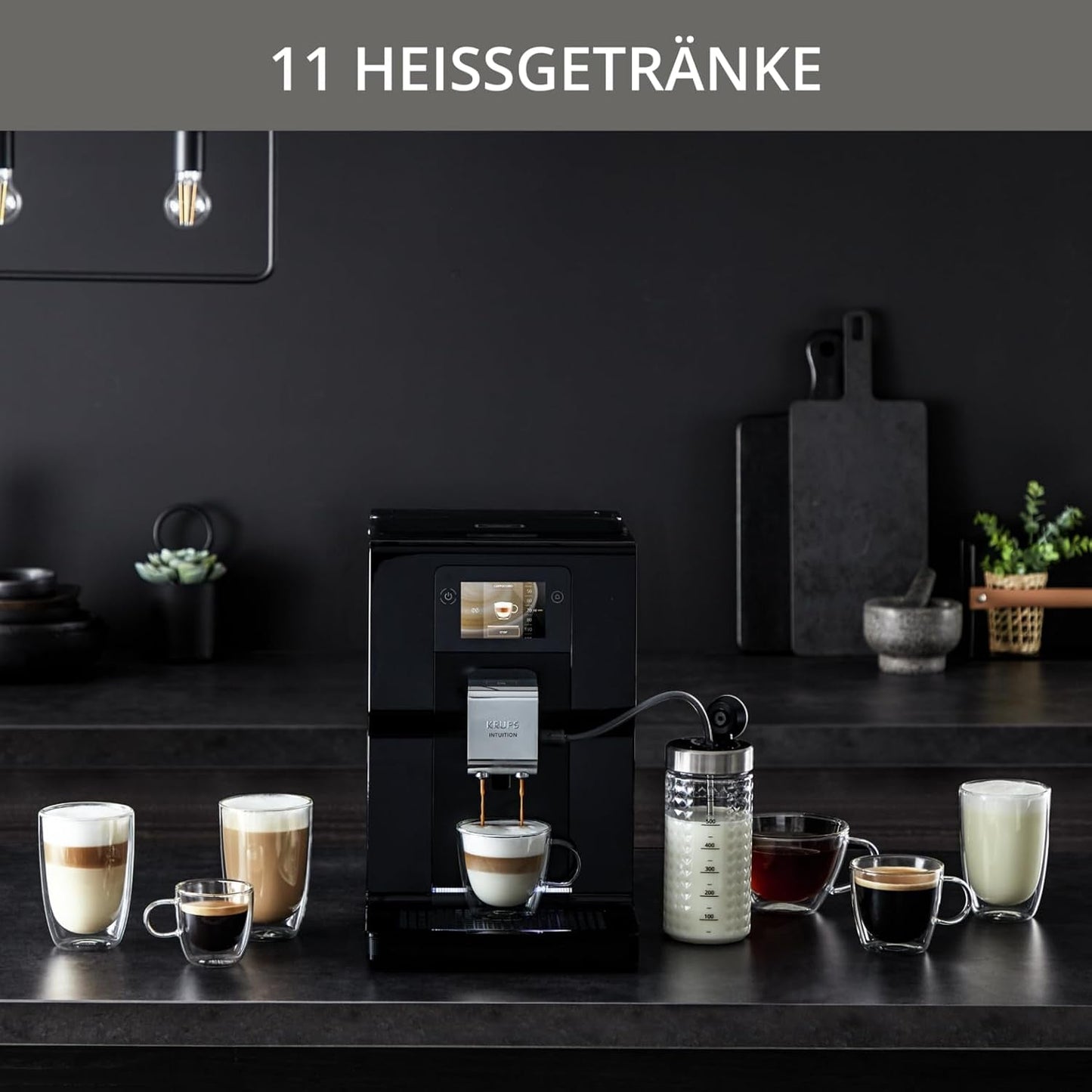 Krups Intuition Preference cafetera espresso totalmente automática con funcionamiento similar a un teléfono inteligente, pantalla táctil a color de 3,5", tecnología Smart Slide, sistema de iluminación intuitivo, 11 bebidas, recipiente para leche, EA873810