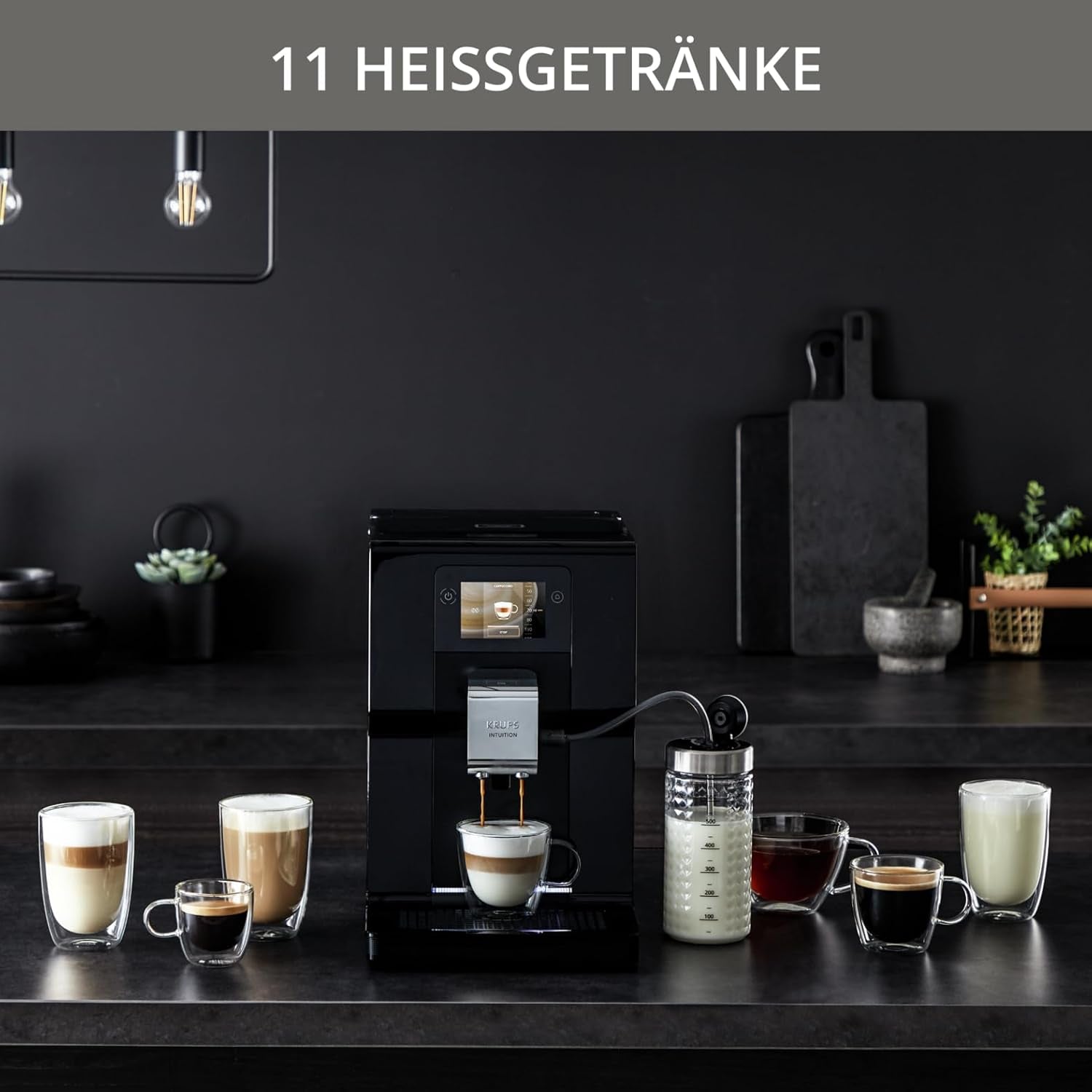 Krups Intuition Preference cafetera espresso totalmente automática con funcionamiento similar a un teléfono inteligente, pantalla táctil a color de 3,5", tecnología Smart Slide, sistema de iluminación intuitivo, 11 bebidas, recipiente para leche, EA873810
