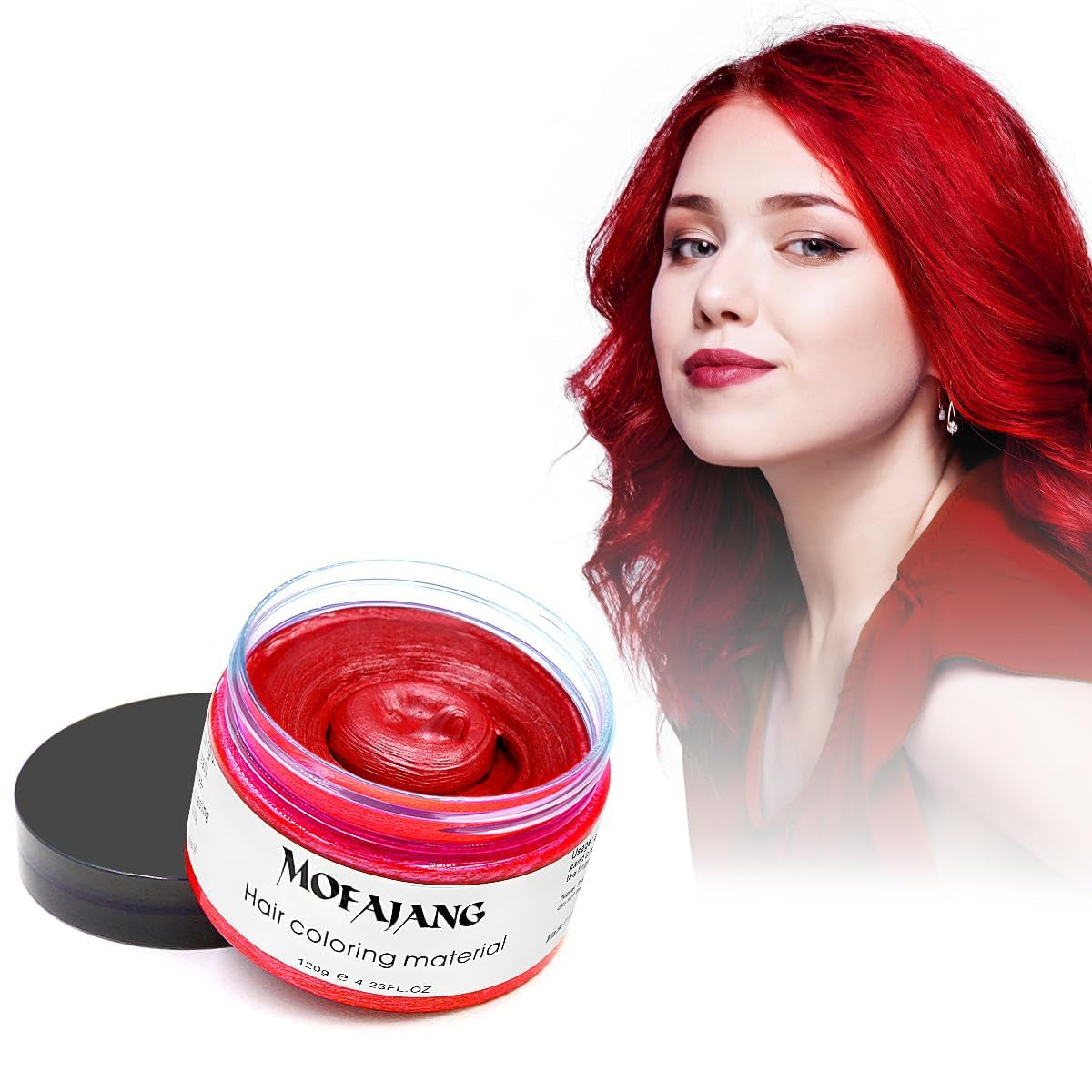 Color de cabello temporal, cera de color de 4.23 onzas para hombres y mujeres, pomada de color natural lavable, tinte para el cabello instantáneo para fiestas, cosplay, Halloween (rojo) Naty Shop Tinte para el cabello rojo 120 g (paquete de 1)