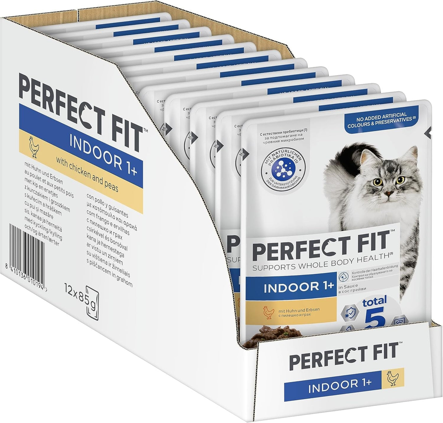 PERFECT FIT™ Bolsas para gatos, de interior, con pollo, 12 x 85 g