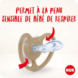 NUK Chupete Space Baby de 6 a 18 meses, aberturas extra grandes para pieles sensibles, silicona sin BPA, patrón de cebra, paquete de 2