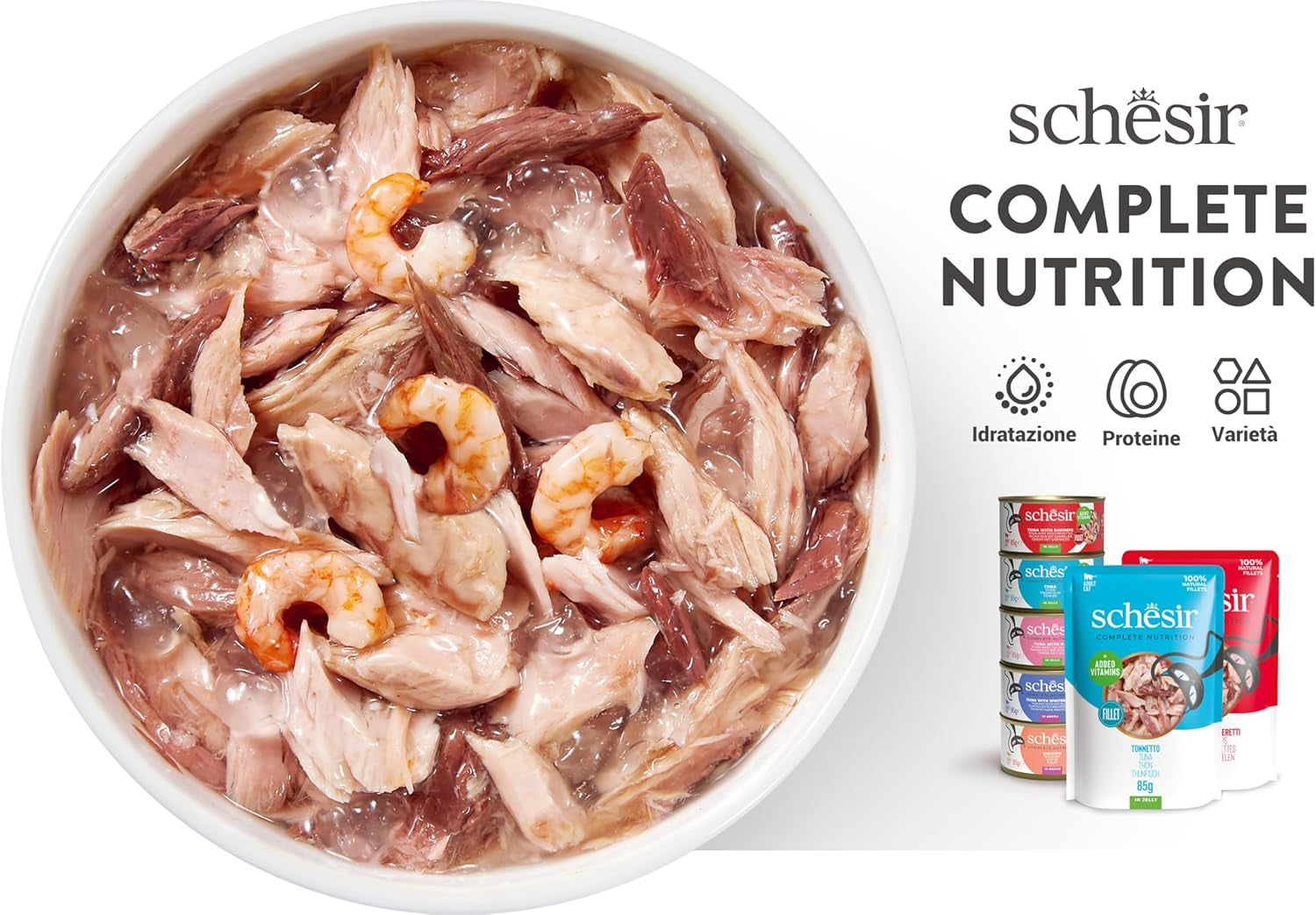 Atún Salmón en Gelatina, Alimento Húmedo Completo para Gatos, Enlatado, con Vitaminas Añadidas, 100% Natural, 6 x 85g