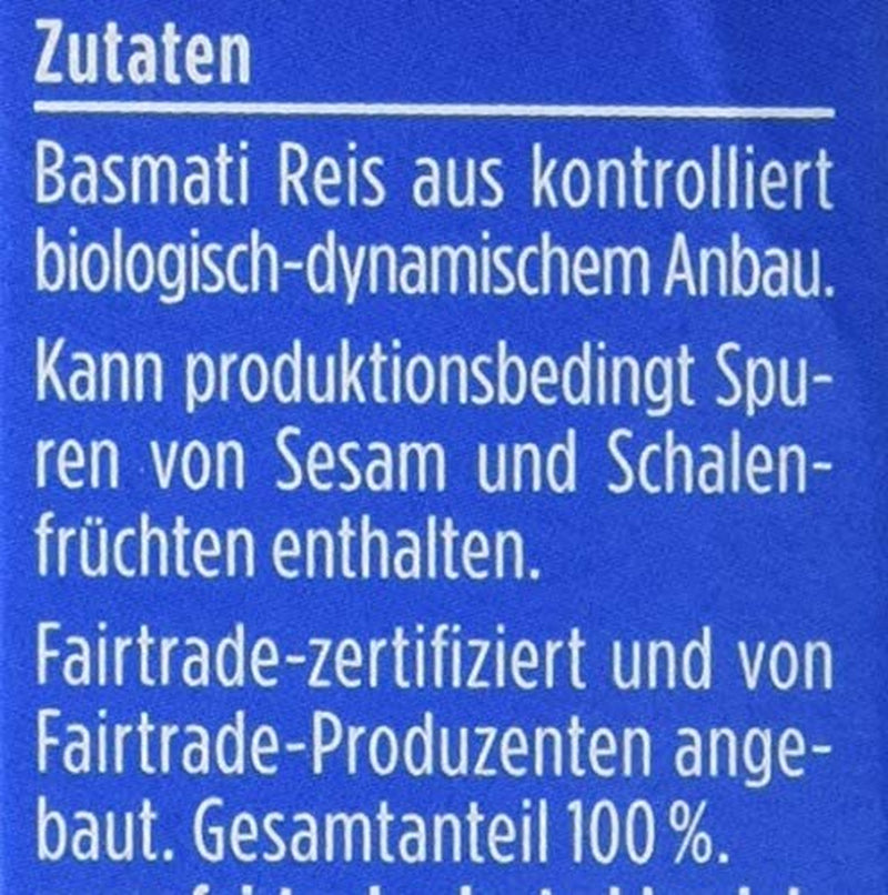 Davert arroz basmati orgánico en bolsas para cocinar, 2 bolsas, 250 g