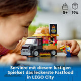 LEGO City Set de Construcción del Camión de Hamburguesas con Coche de Juguete para Niños de 5 Años, Minifigura de Camión de Comida y Accesorios, Regalo Divertido para Niños y Niñas 60404 Juegos de Construcción Besuche den LEGO-Store