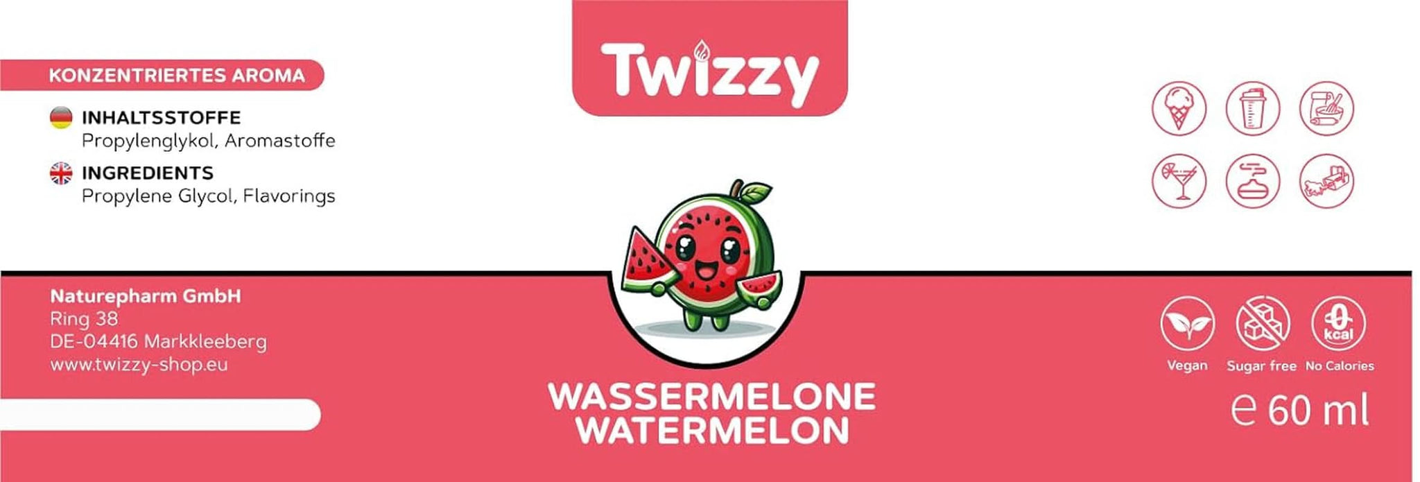 Twizzy Sandía, Aroma Alimentario - 60 ml - Aroma intenso Arome Naty Shop