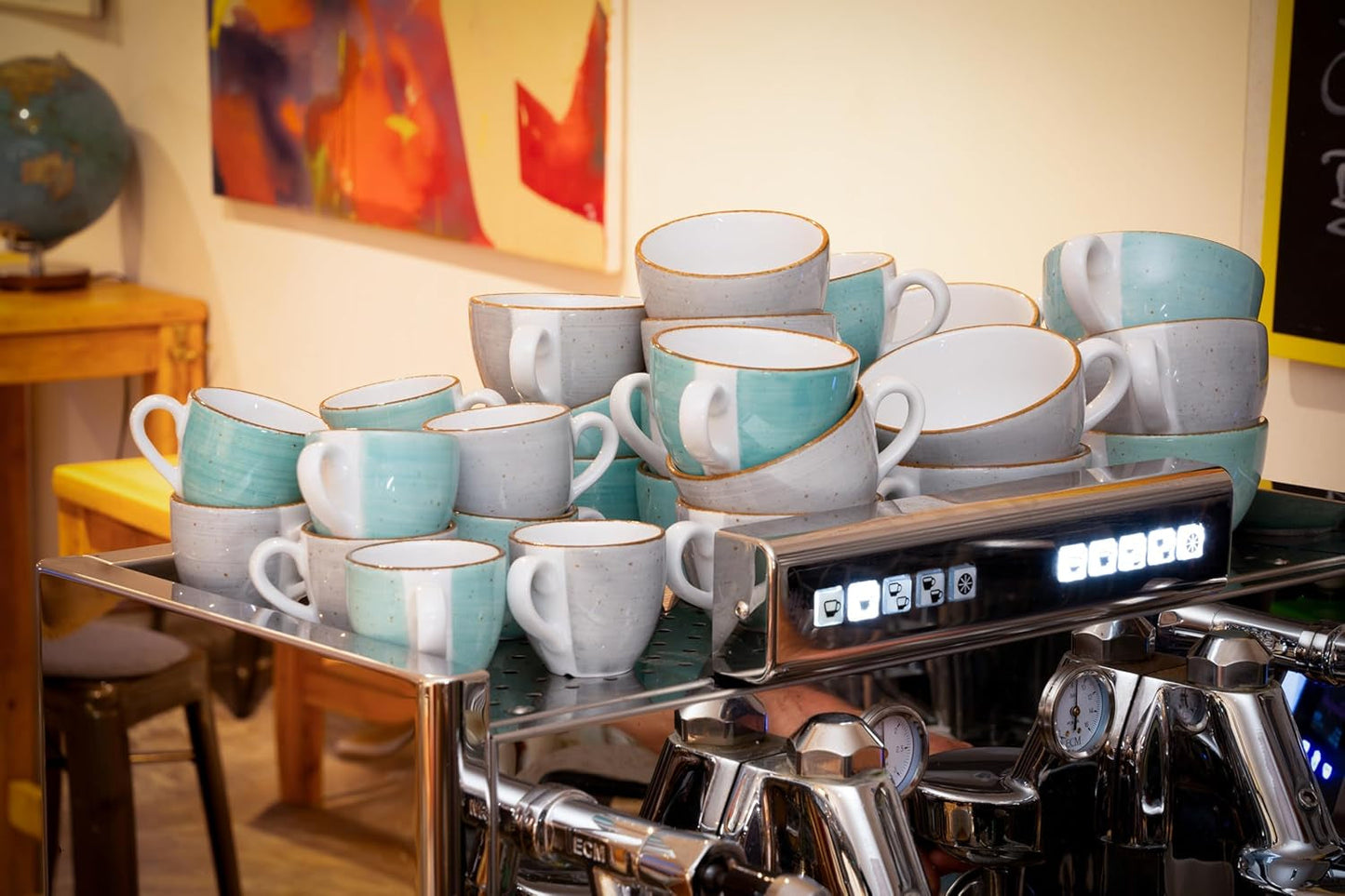 Creatable 34042 Vintage Nature Aqua Series Juego de vajilla de 8 piezas para 4 tazas de café de porcelana, apto para lavavajillas y microondas, fabricado en Europa