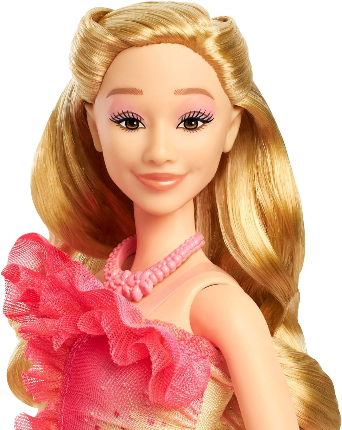 Mattel Wicked Glinda Fashion Doll y accesorios con cabello rubio, varias poses posibles y apariencia de vestido de fiesta desmontable, HXT63