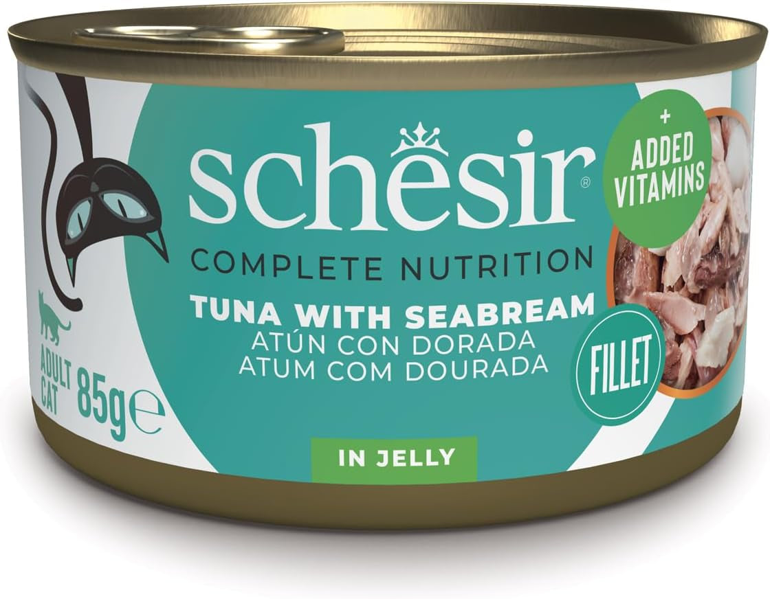 Atún con gelatina dorada, comida húmeda para gatos, en lata, 100% natural, con vitaminas añadidas, 12 x 85g