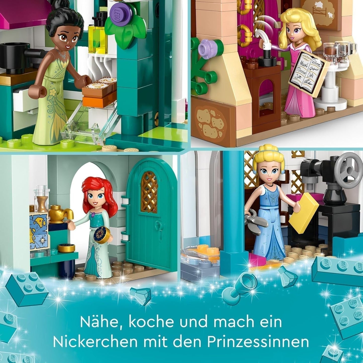 LEGO Disney Princess: Disney Princess Adventure Market, casa de juguete con 4 muñecas, incluidas Cenicienta y Ariel, juego con mapa del tesoro, regalo para niñas y niños a partir de 6 años 43246 Juegos de construcción Besuche den LEGO-Store
