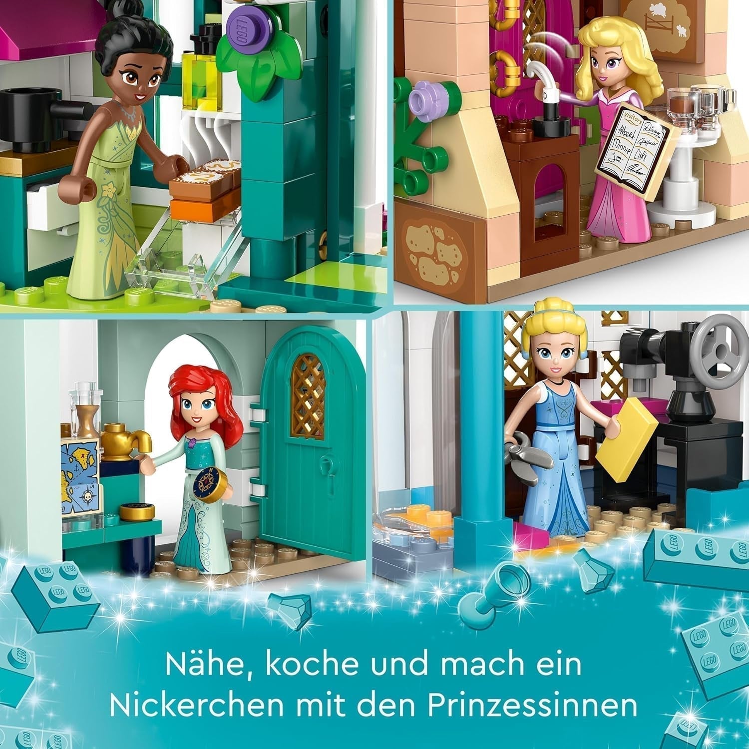LEGO Disney Princess: Disney Princess Adventure Market, casa de juguete con 4 muñecas, incluidas Cenicienta y Ariel, juego con mapa del tesoro, regalo para niñas y niños a partir de 6 años 43246 Juegos de construcción Besuche den LEGO-Store