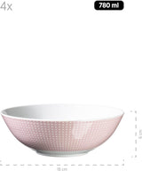 MÄSER Kitchen Time II, Juego de vajilla para 4, Servicio combinado con 16 piezas en colores pastel con estampado sutil, Porcelana, Rosa