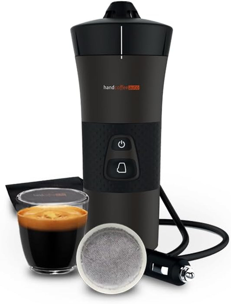 Handpresso - Handcoffee Auto 21000 | Máquina de café expreso para automóvil de 12 V - Máquina de café expreso de 12 voltios para automóviles | Cafetera espresso Senseo Pad para coches - Cafetera espresso de viaje de 12 V | Cafetera espresso de 12 voltios para autocaravanas