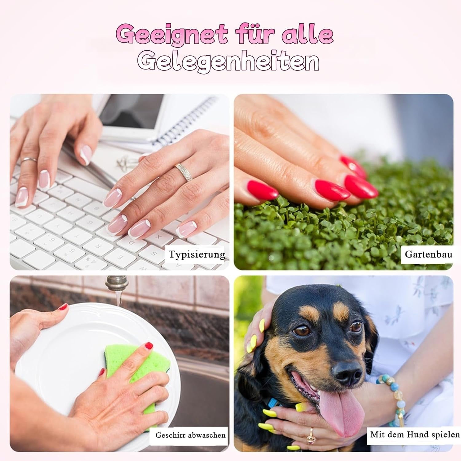 30 uñas postizas francesas – Pegamento en uñas artificiales – Uñas de gel suave para mujer – Uñas adhesivas acrílicas manicura cuadrada (rosa francés)