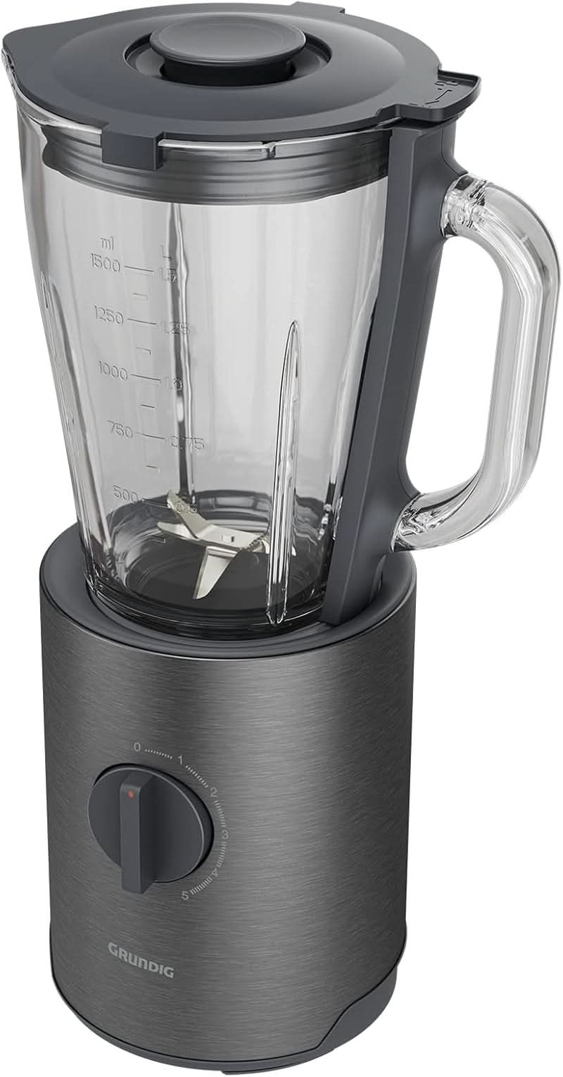 Grundig Delisia Novus SM 7140 Professioneller Batidora de pie, 1,5 litros, 800 W, 6-Fach Edelstahlmesser Mit Zirkonium-Beschichtung, 5 Geschwindigkeitsstufen + Pulse-Funktion, Dark Inox/Edelstahl Kitchen Naty Shop
