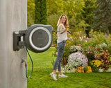 Gardena PowerRoll XXL Solo Caja de manguera de pared inalámbrica: Enrollador de manguera automático con manguera de jardín de 40 m, guía de manguera y RollControl, funciona con pilas, resistente a los rayos UV y a las heladas (18647-55)