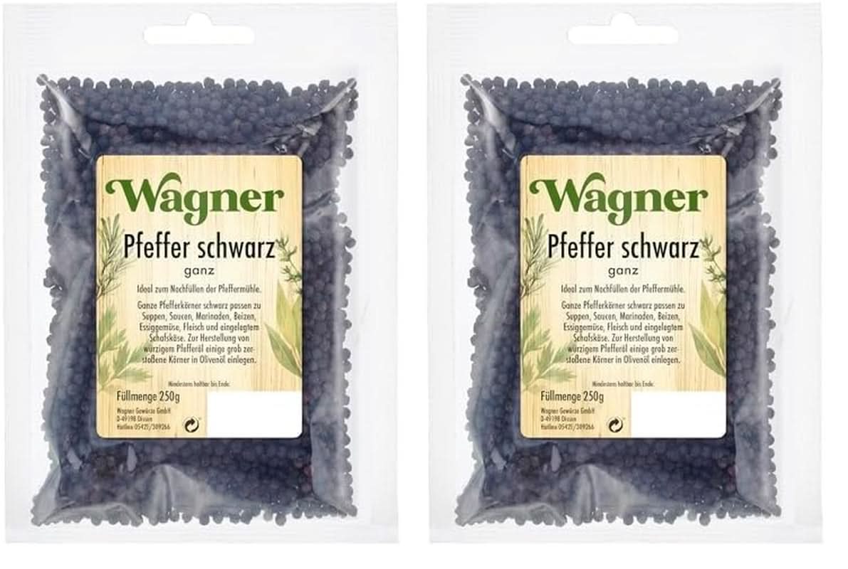 Pimienta negra entera, 1 paquete (1 X 250 G) Especias Naty Shop 2 x 250 gramos