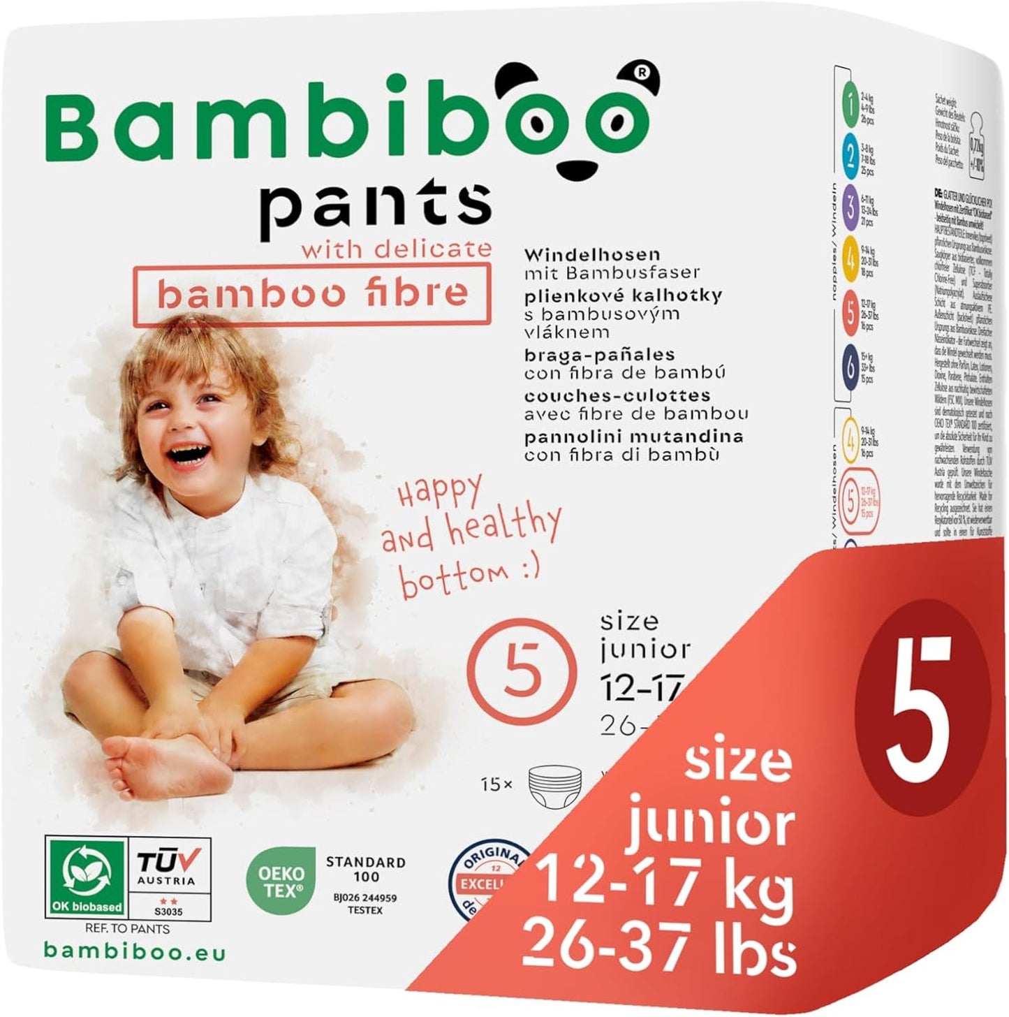 Bambiboo Pañales Desechables, Respetuosos con la Piel, Fibra de Bambú Fina - Bragas para Pañales para Bebé - Fundas para Pañales Desechables - Protección para la Piel Sensible - Altamente Absorbente - Talla 4 (Maxi), 16 Piezas