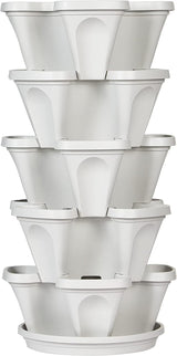 Macetero vertical apilable de 5 niveles para fresas, hierbas, flores y verduras para jardín interior y exterior.