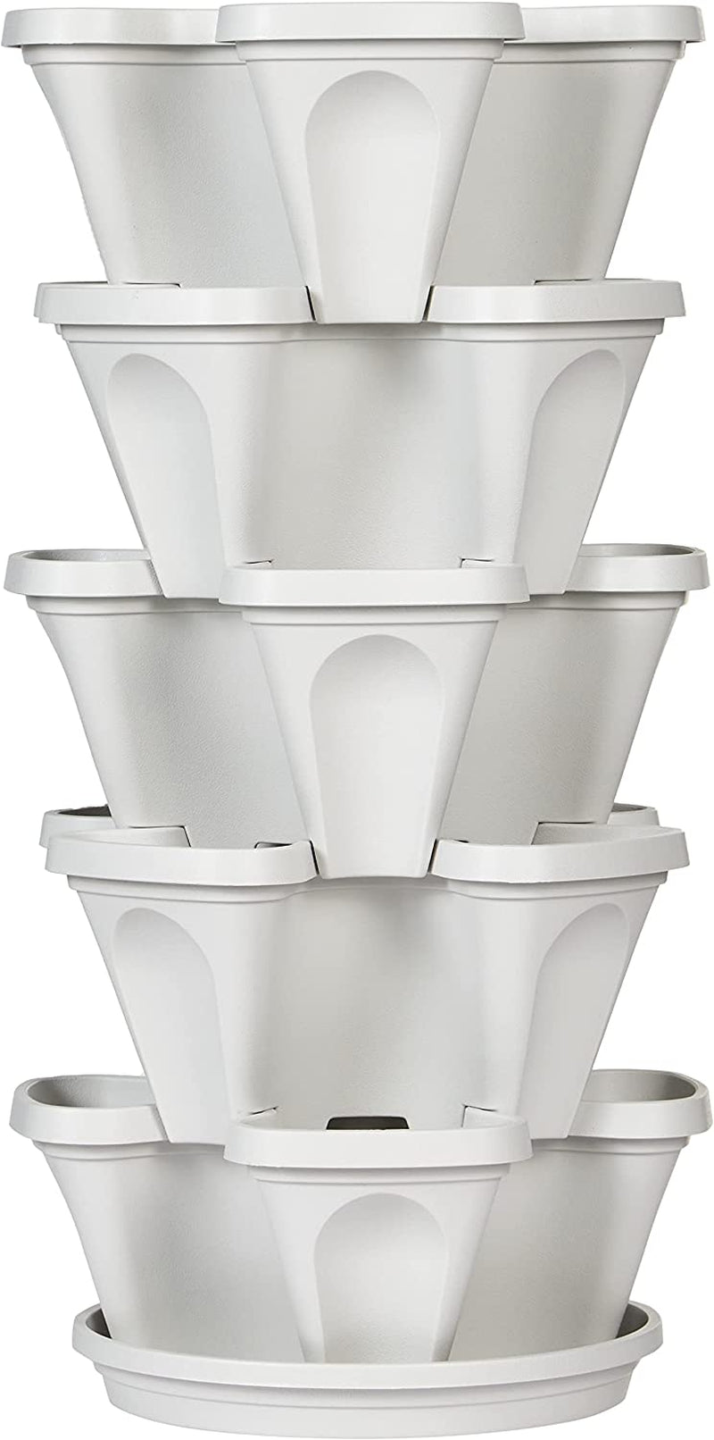 Macetero vertical apilable de 5 niveles para fresas, hierbas, flores y verduras para jardín interior y exterior.