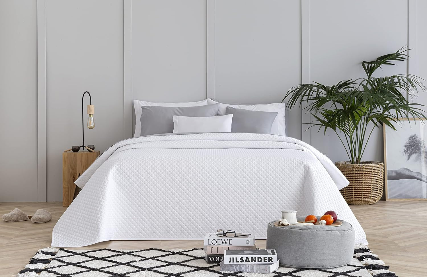 Todocama Fine Boutique Colcha con Estampado de Diamantes Primavera Verano Otoño Invierno 100% Microfibra Extra Suave Colcha Multifuncional 105-200 X 260cm Camas y Mantas Beige Besuche den Todocama-Store Cama Blanca 80/90 - 180X260Cm