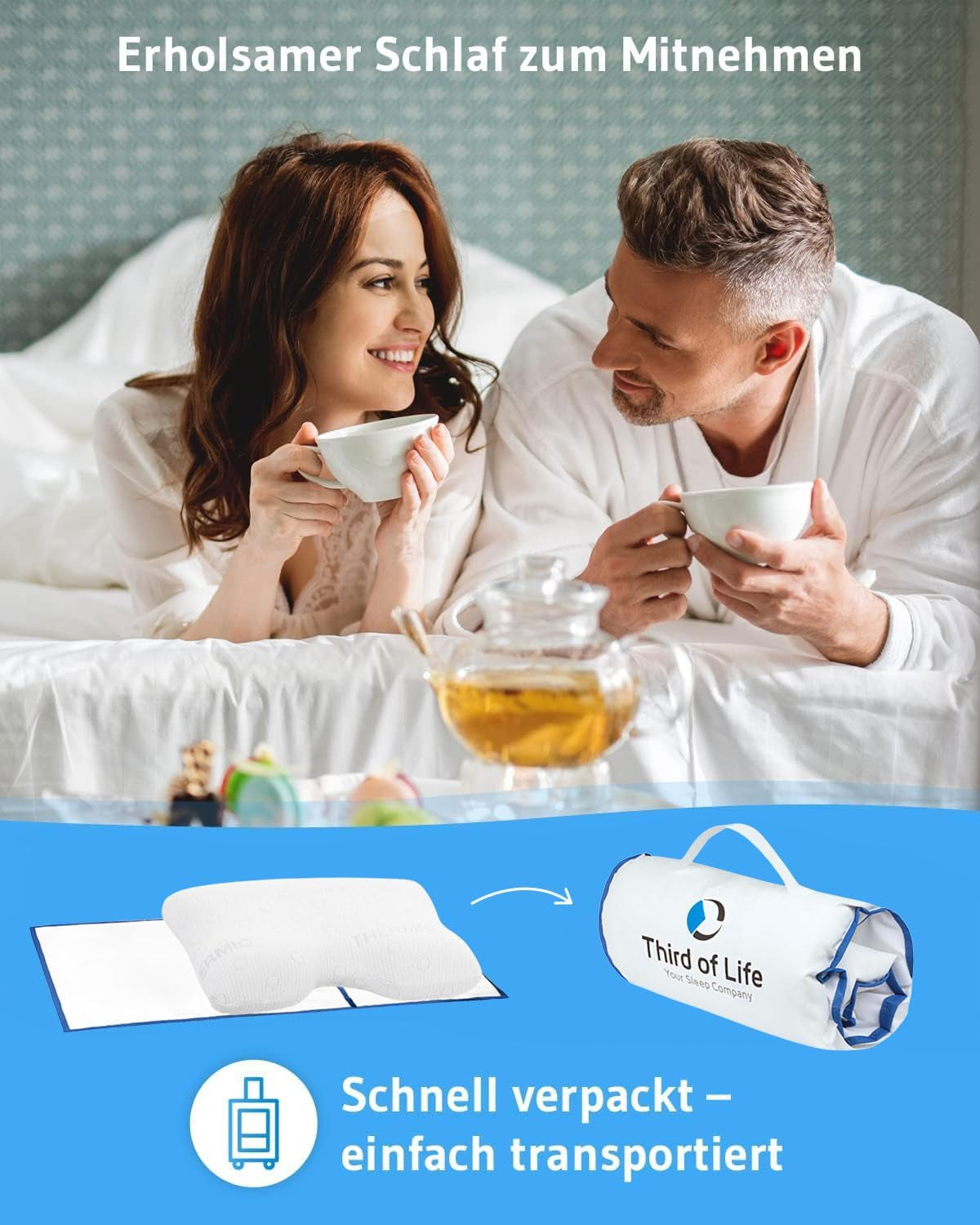 Almohada para dormir de lado GIANFAR | Almohada ortopédica para soporte del cuello | Espuma viscoelástica ultra fresca contra dolores de garganta y migrañas | Funda termorreguladora | Almohada para dormir de lado con columna cervical 55X40X12/10 cm Almohadas ortopédicas cervicales Naty Shop