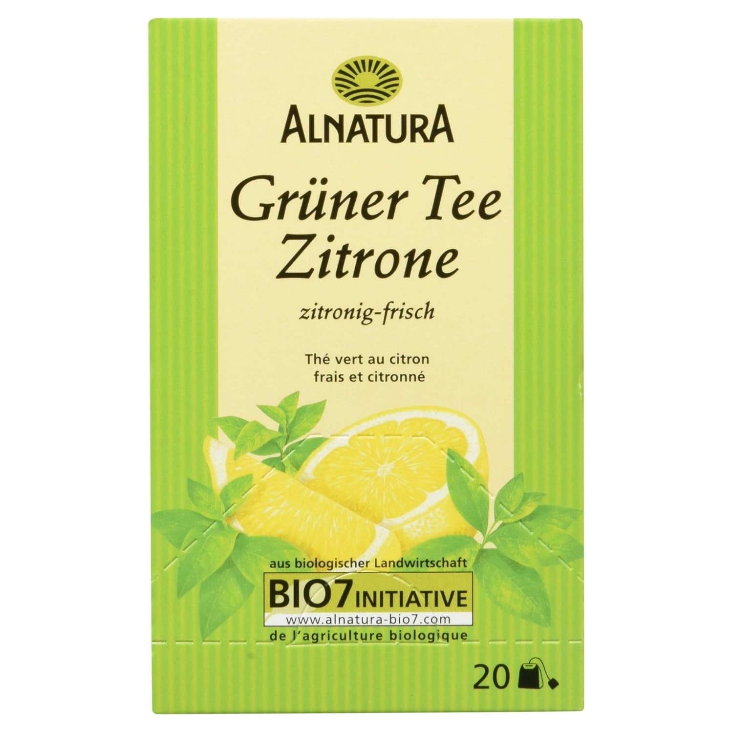 Té verde ecológico con limón, 20 bolsitas, 40 g