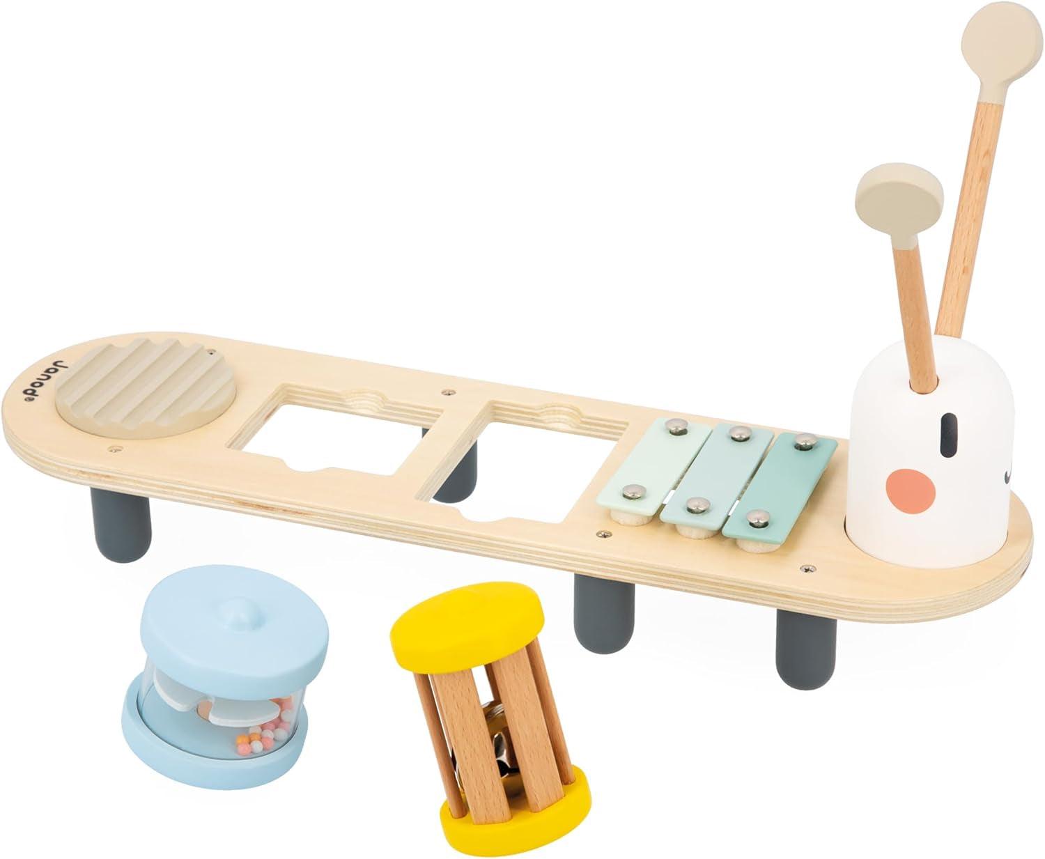Janod - Pistas musicales Sweet Cocoon - 5 actividades musicales para niños - Educación musical temprana - Juguete de madera FSC - A partir de 12 meses, J04058 Baby Toys Naty Shop