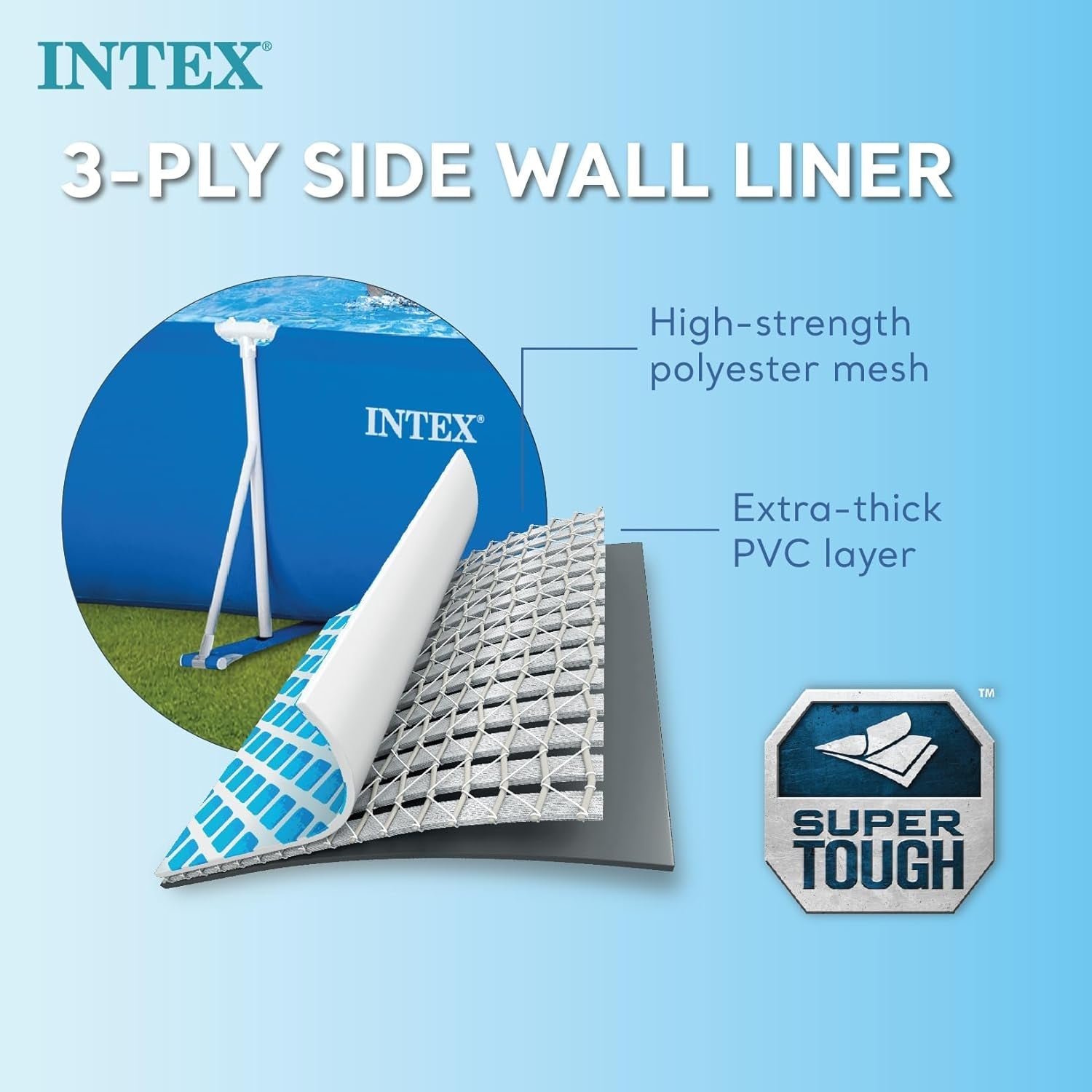 Intex 28271NP - Piscina elevada rectangular con estructura, 2282 L, acero y PVC, azul, 260x160x65 cm