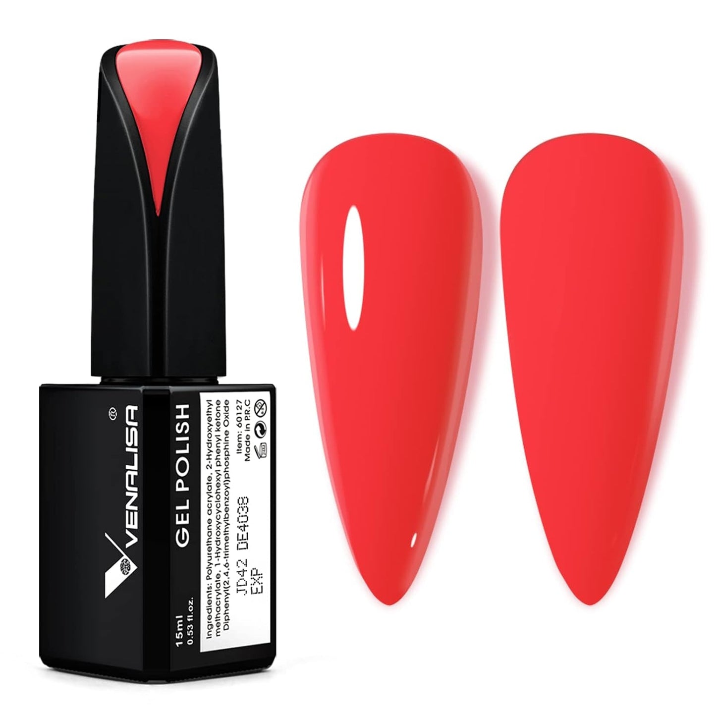 VENALISA Esmalte de uñas UV Coral Orange 15ml Esmalte de uñas en gel para lámpara de uñas UV Modelos de esmalte de uñas en gel de color naranja coral transparente para diseño de uñas DIY