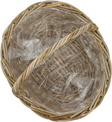 Cesta de flores de ratán Dehner con asa, aprox. 46 x 39 x 18 cm, tejido de ratán, gris/marrón