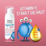 Espuma de fondo suave PopoLino Baby en lugar de toallitas húmedas para bebés. Vegan and natural cosmetic cleansing foam! Espuma para culitos con aloe vera, hamamelis, bergamota y vitamina E. Hace felices los culitos y el medio ambiente.