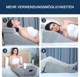 Almohada de lectura y almohada de plumas para elevador de piernas, almohada de espuma viscoelástica para la espalda y el cuello, almohada desmontable multifuncional para cama, sofá, sentarse, dormir y descansar (gris)