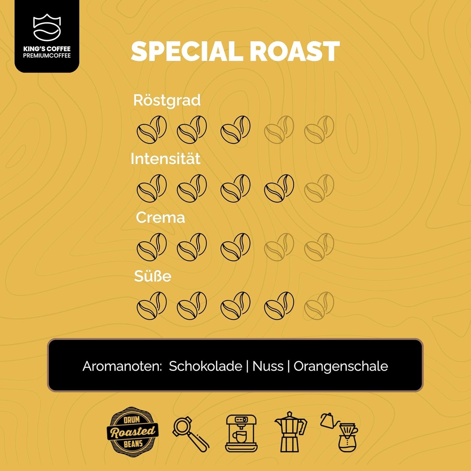 KING'S COFFEE - TOSTADO ESPECIAL - 1 kg de granos de espresso Barista Premium - Café de baja acidez - Tostado en pequeños lotes en Italia - La mejor mezcla de Arábica y Robusta para máquinas totalmente automáticas y con portafiltro