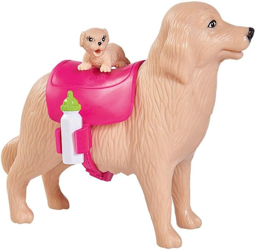 Simba 105733072 - Evi Love Dog Sitter con perro y tres cachorros, accesorios, muñeca de moda, 12 cm, para niños a partir de 3 años