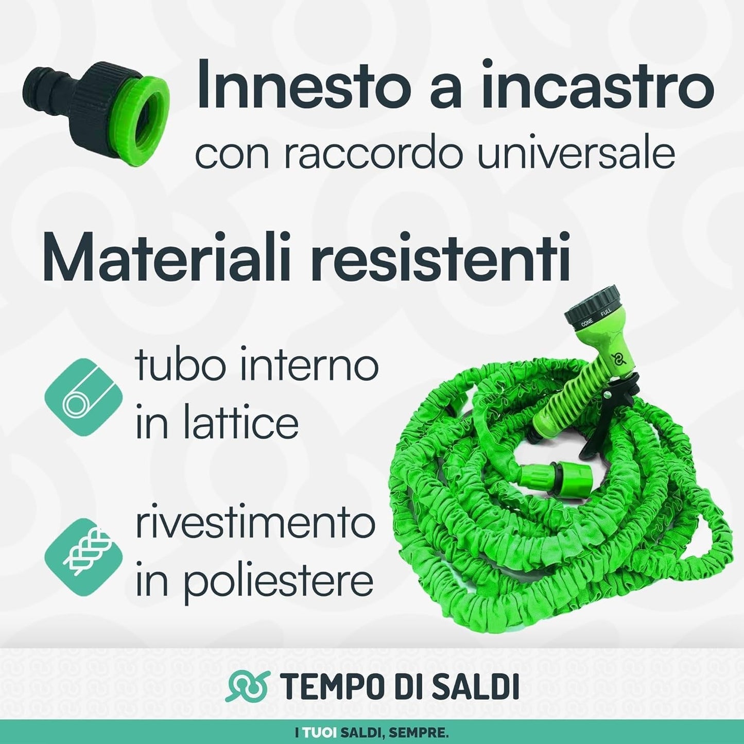 Manguera de jardín extensible de 15 m con 7 funciones para limpieza impermeable