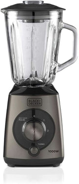 BLACK+DECKER Batidora de pie | 500W | 2 velocidades | Función de pulso | Glaskrug | 1,5 litros | Edelstahlmesser Mit 4 Klingen | Herausnehmbar Und Leicht Zu Reinigen | Cocina Weiß Und Grau Naty Shop 1000W Edelstahl