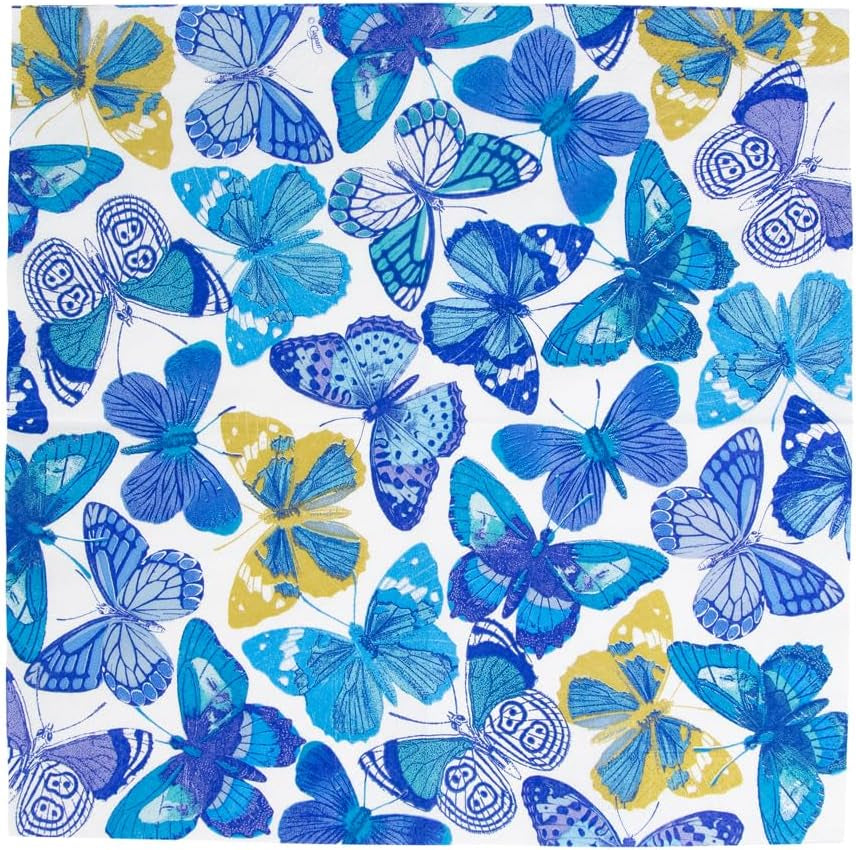 Servilletas de mariposas, azules, paquete de 20 unidades