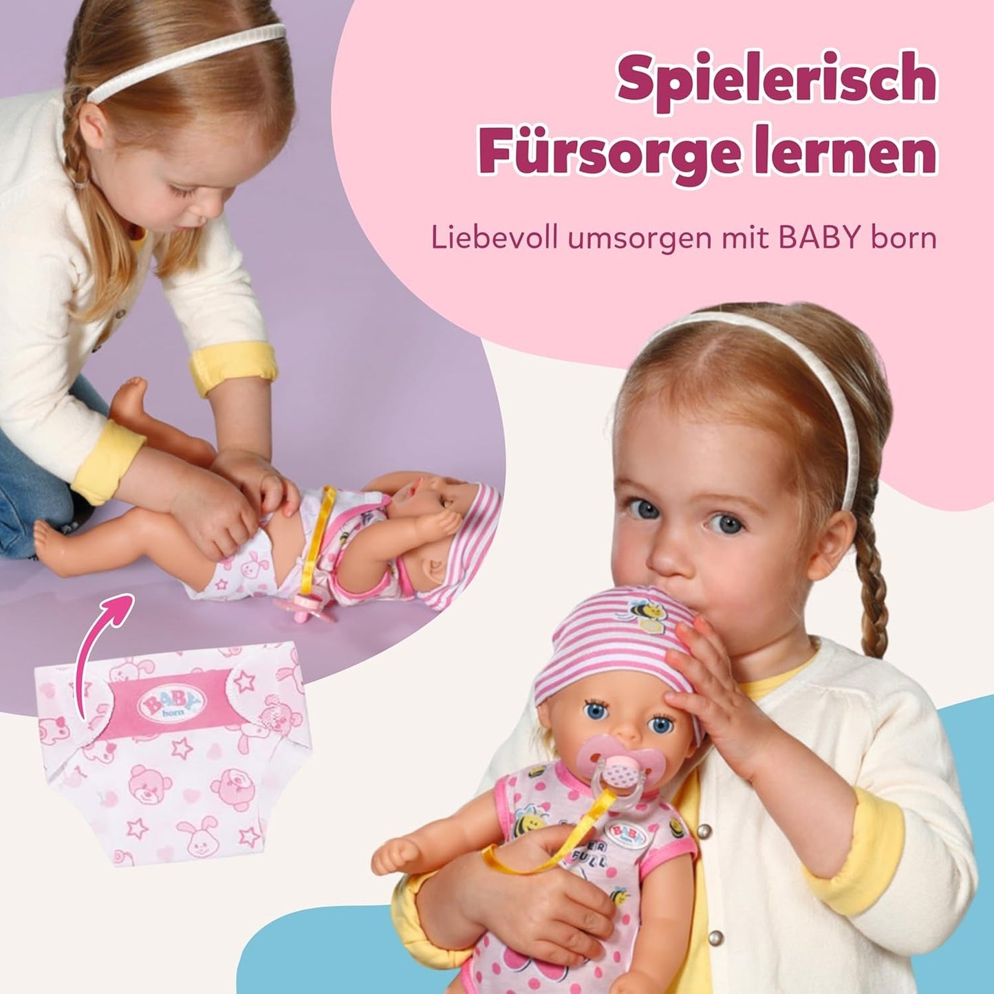 BABY Born Lena (Niña) - muñeca bebé 36 cm - 7 funciones, incluidos accesorios y colchón - Funciona completamente sin pilas - Apto para niños pequeños a partir de 1 año