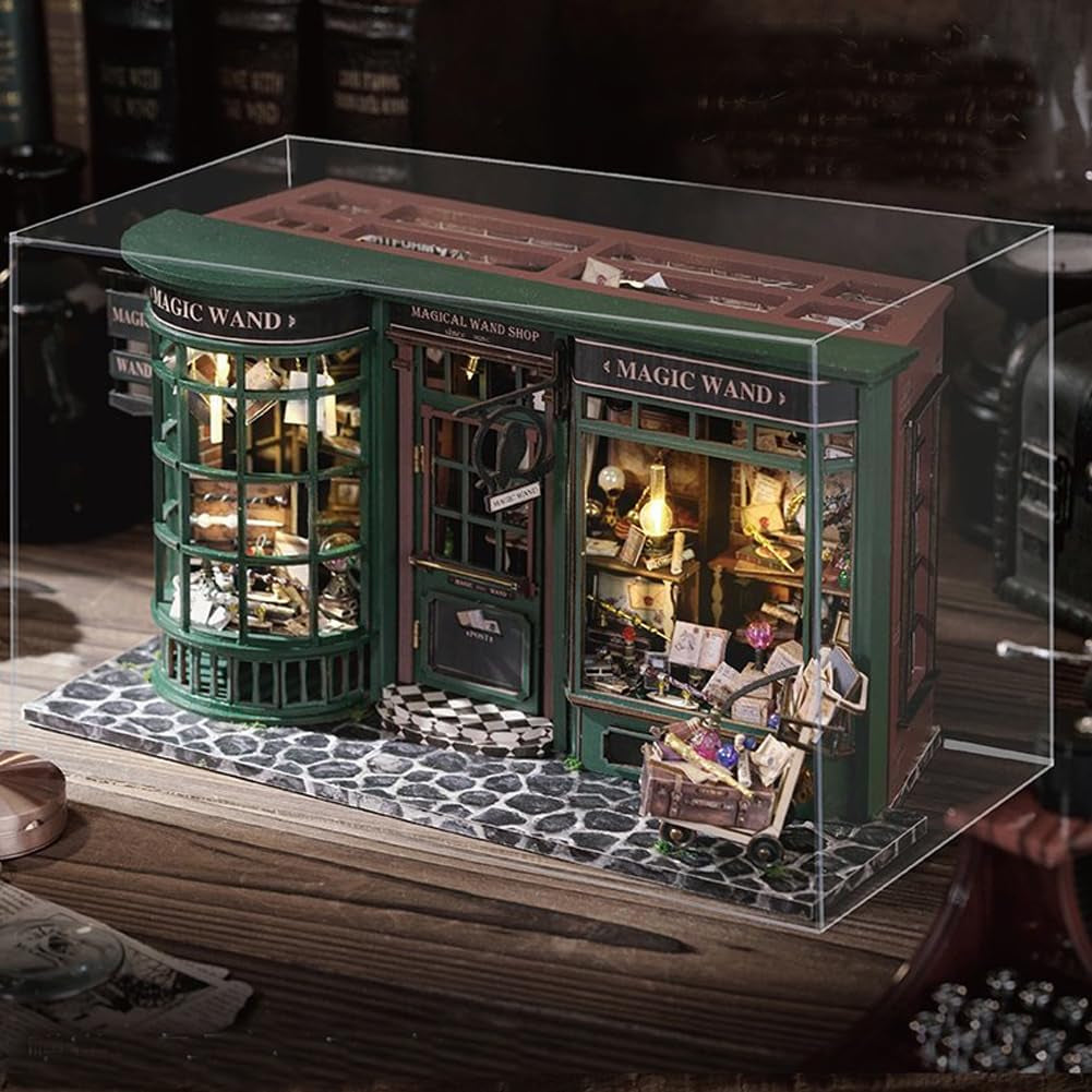 Magic Shop casa de muñecas con cubierta antipolvo, Kit de muebles de casa de muñecas en miniatura, escala 1:24, regalo creativo para niños y adolescentes, regalo de cumpleaños