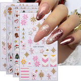 Pegatinas navideñas 3D para uñas, 4 hojas, pegatinas 5D para uñas, pegatinas estereoscópicas para uñas, decoraciones, accesorios de diseño de uñas