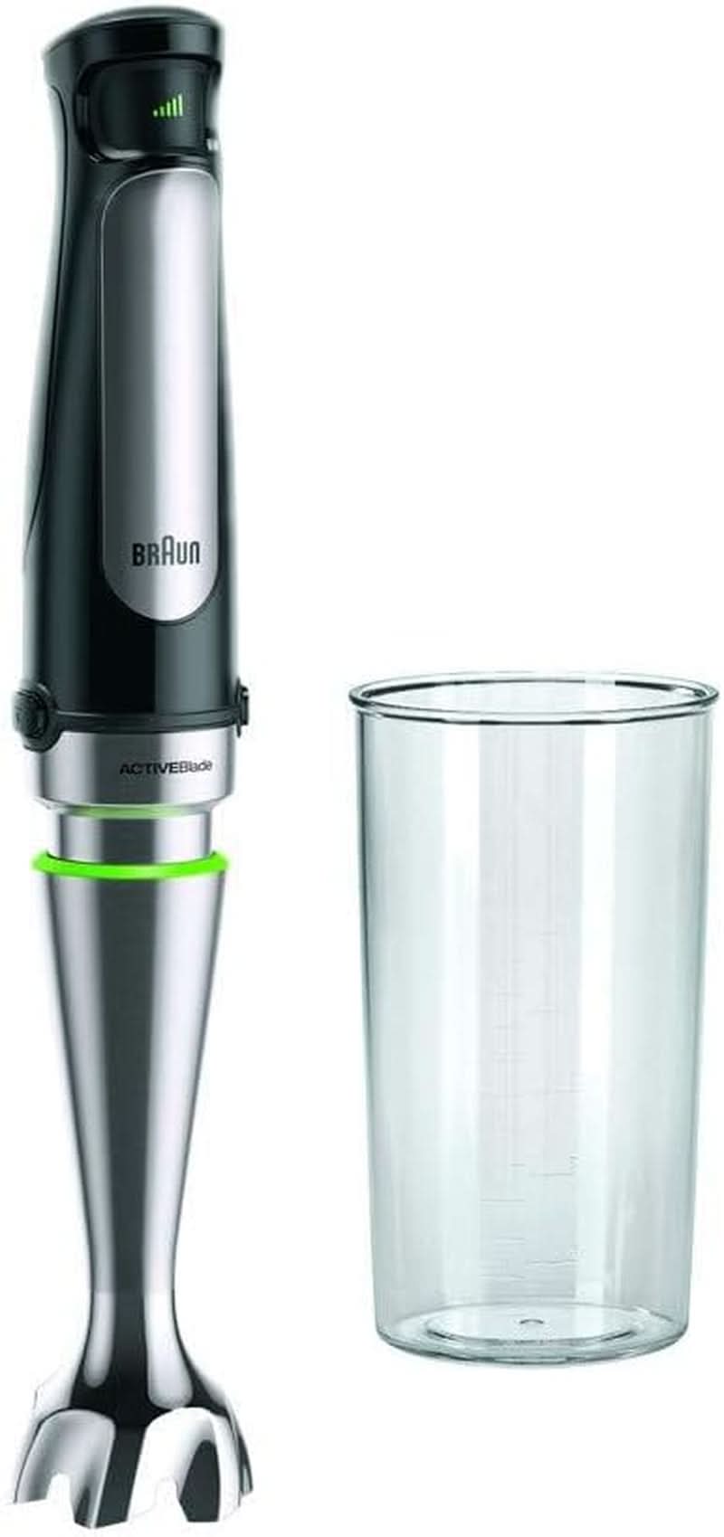 Braun Multiquick 7 MQ 7035X Stabmixer - Pürierstab Mit Abnehmbarem Edelstahl Mixfuß Mit Activeblade Technologie Zum Pürieren Der Härtesten Ingredient, Inkl. Juego de 3 piezas Zubehör, 1000 W, Schwarz Kitchen Naty Shop Schwarz Inkl. Mezcla-Messbecher